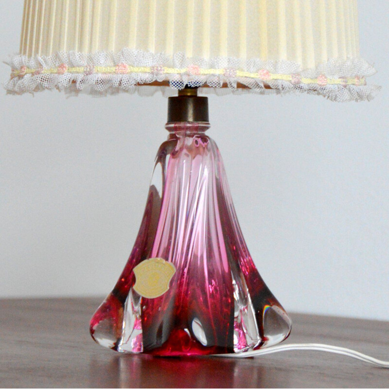 Vintage crystal table lamp Val St-Lambert Belgium 1960