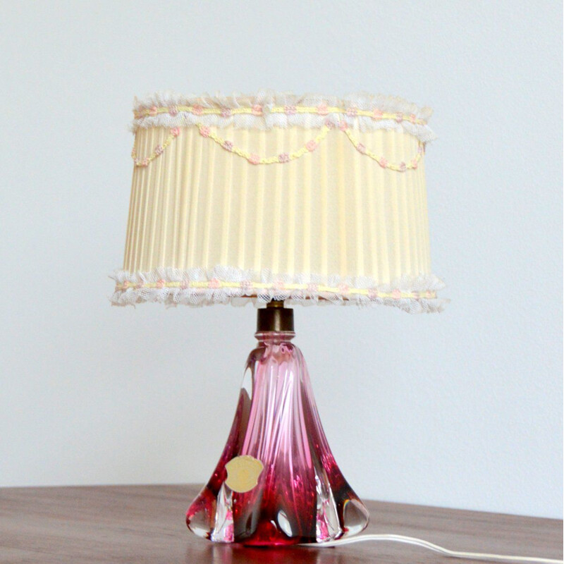 Vintage crystal table lamp Val St-Lambert Belgium 1960