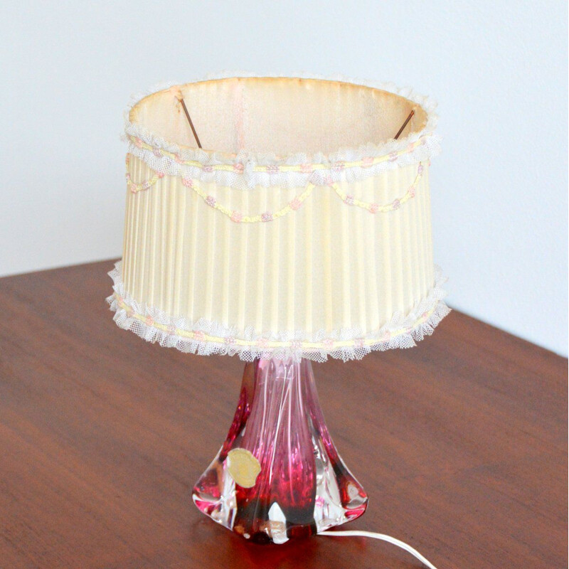 Vintage crystal table lamp Val St-Lambert Belgium 1960