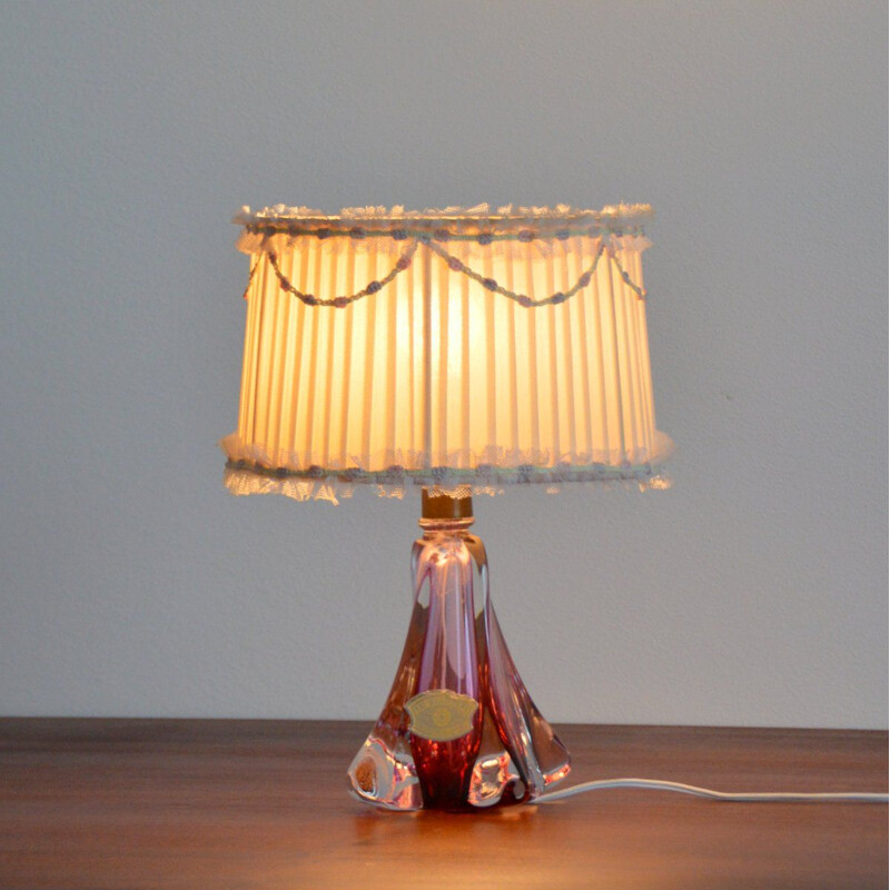 Vintage crystal table lamp Val St-Lambert Belgium 1960
