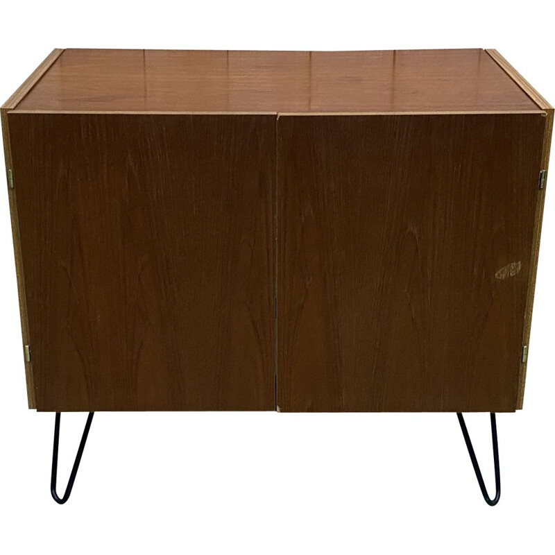 Small vintage teak buffet with pinstrips, Swedish 1970s
