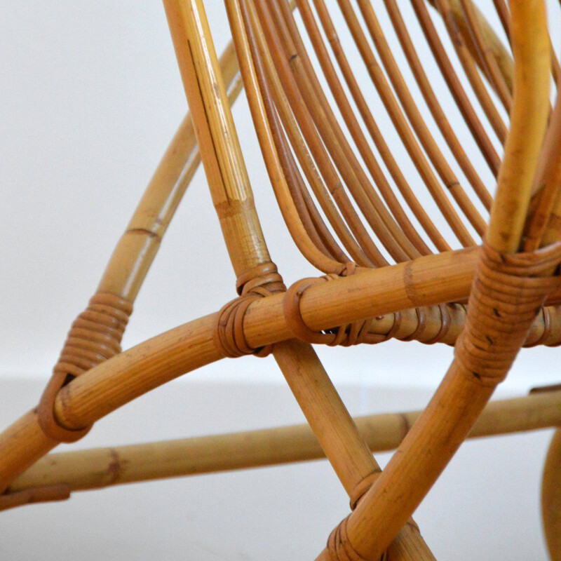 Vintage armchair in Rattan and Bamboo by Dirk van Sliedregt for Rohe Noordwolde, 1950