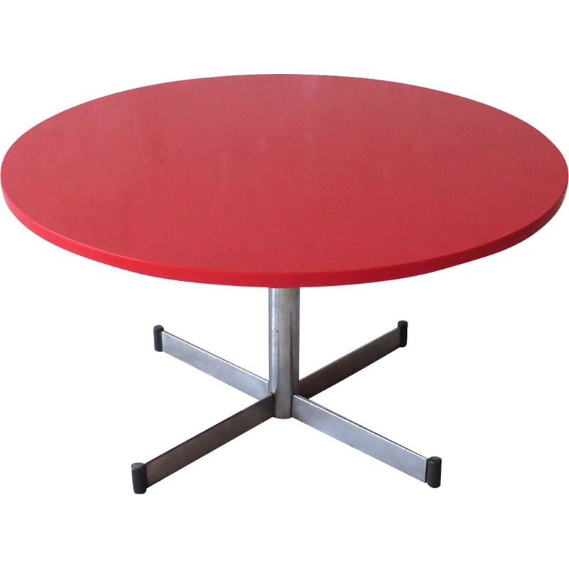 Table basse vintage à plateau en pierre rouge 1960