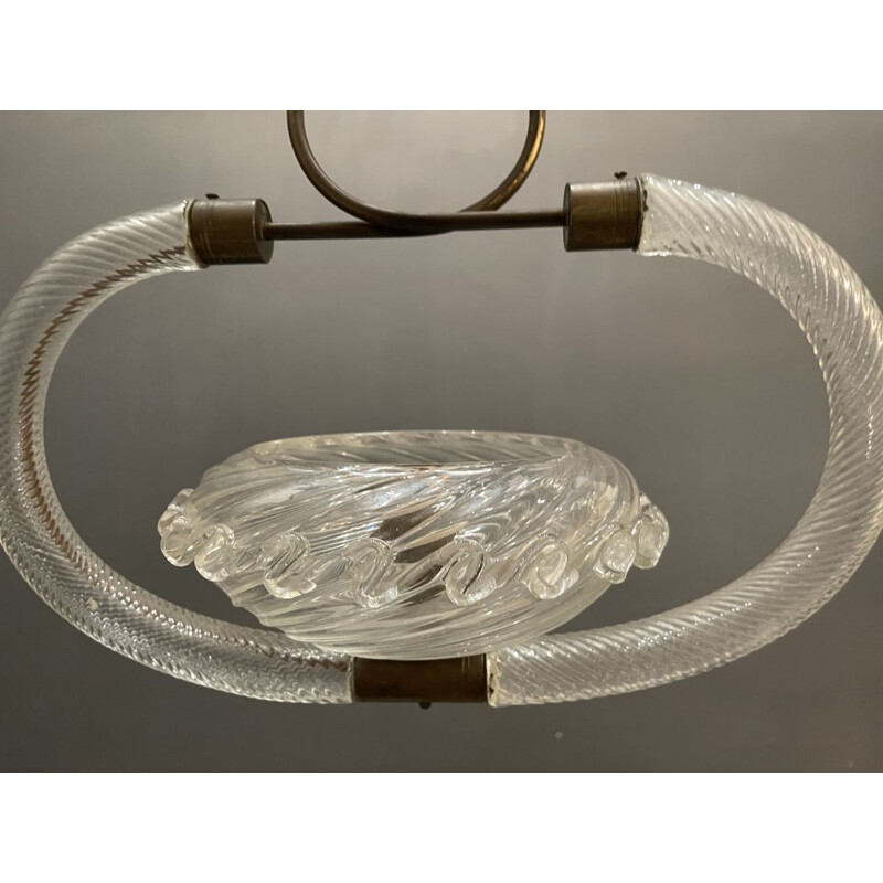Vintage Murano Glass Ceiling Lamp by Ercole Barovier, 1940s