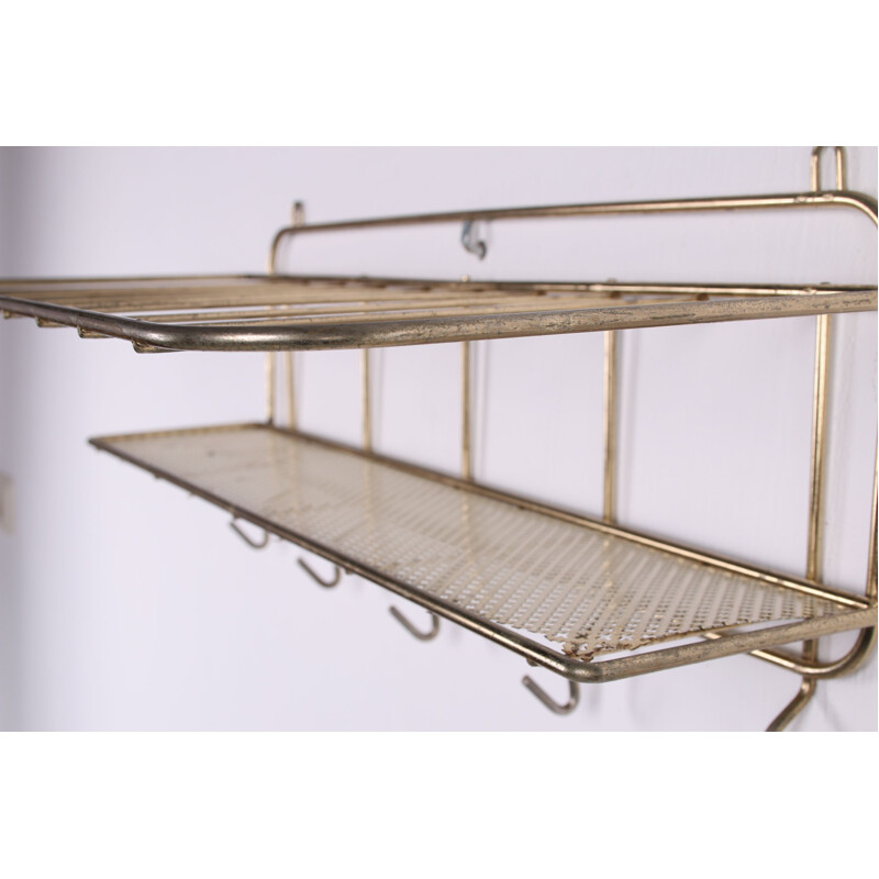 Vintage wall coat rack gold color made of metal 1960s