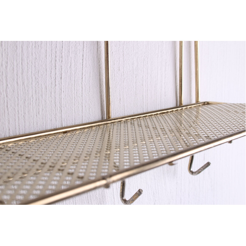 Vintage wall coat rack gold color made of metal 1960s