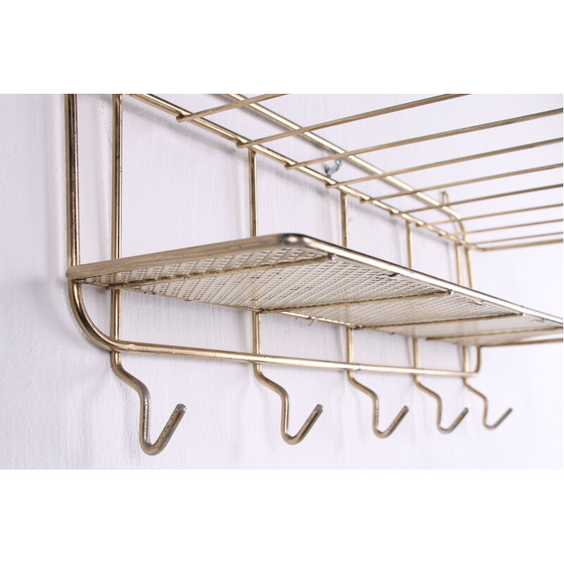 Vintage wall coat rack gold color made of metal 1960s