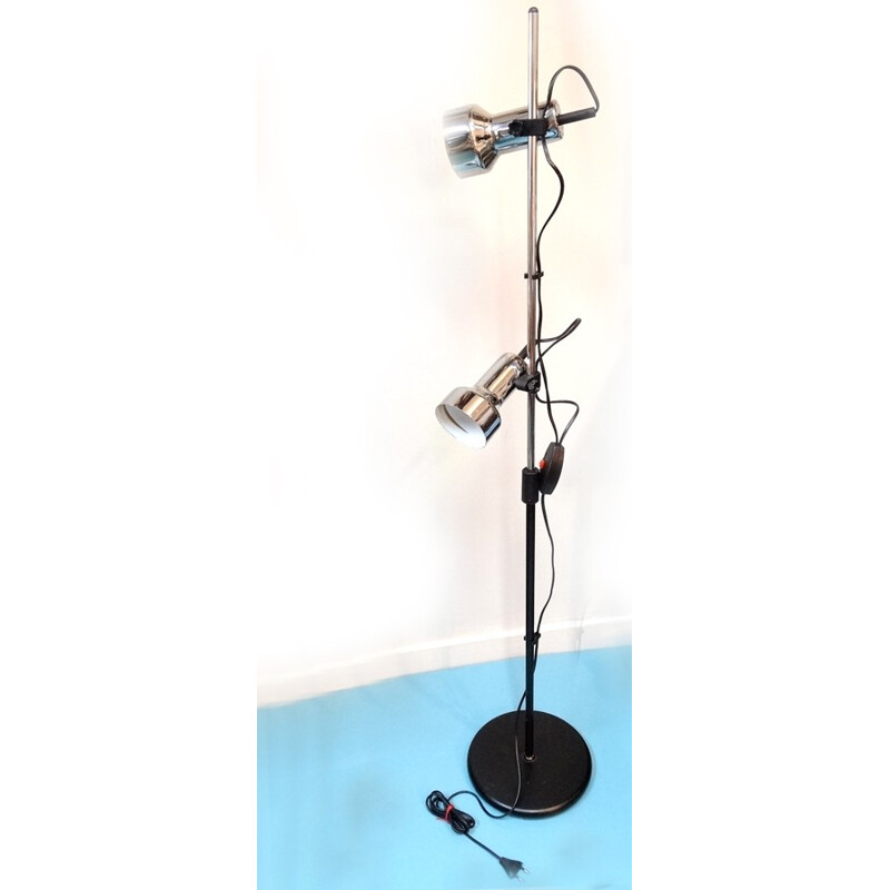 Floor lamp in chromed and lacquered steel - 1970s