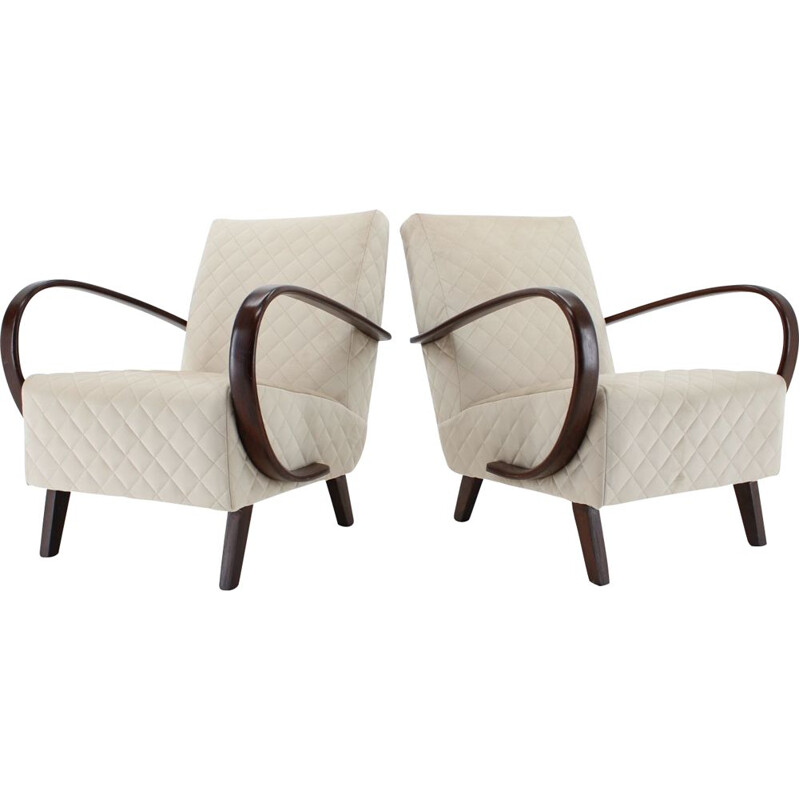 Pair of vintage Armchairs Jindrich Halabala Czechoslovakia 1950s