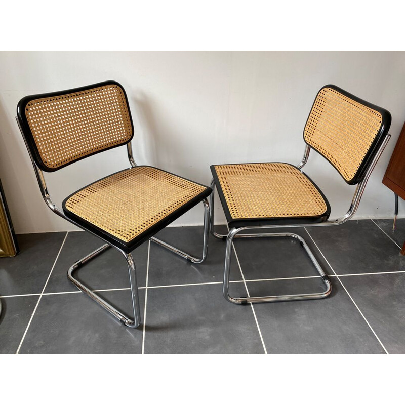 Pair of vintage chairs seats without armrests Cesca B32 Marcel Breuer 1970