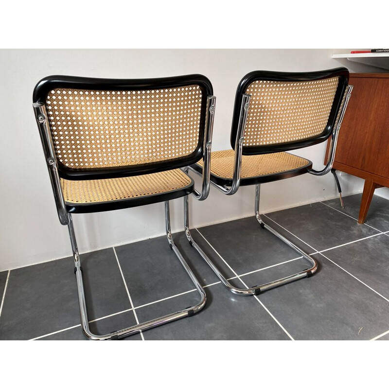 Pair of vintage chairs seats without armrests Cesca B32 Marcel Breuer 1970