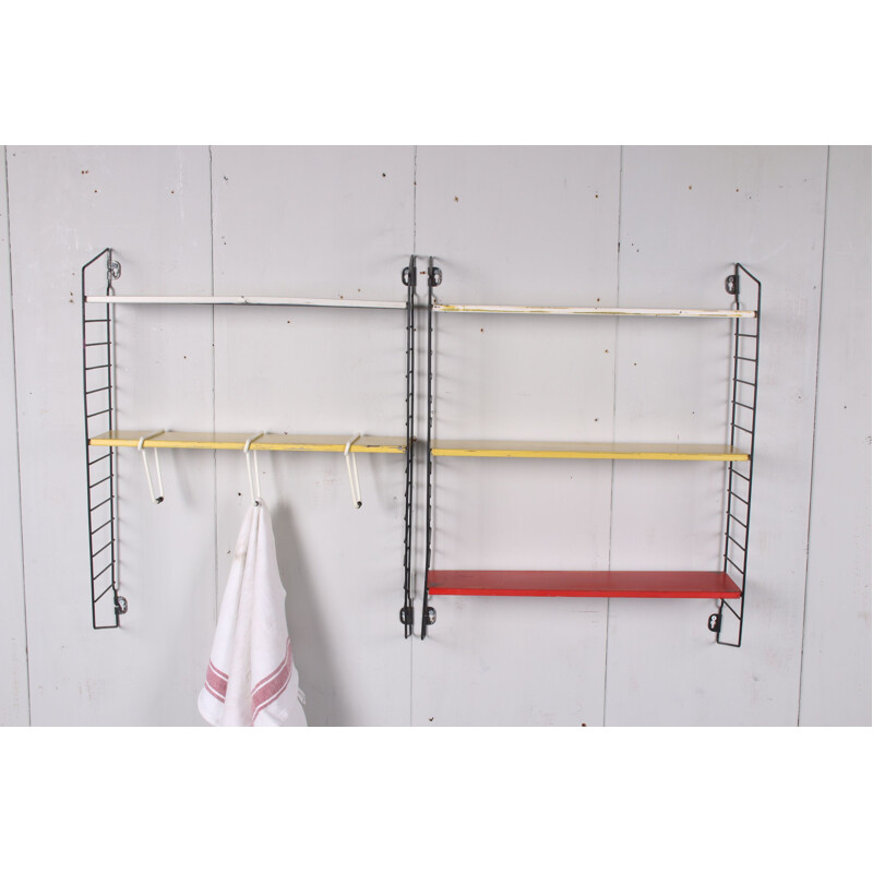 Vintage Tomado wall rack with original towel clips 1960s