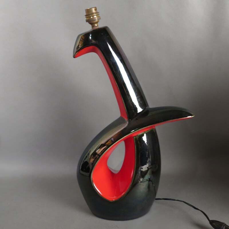 Vintage ceramic table lamp from Vallauris, France 1959
