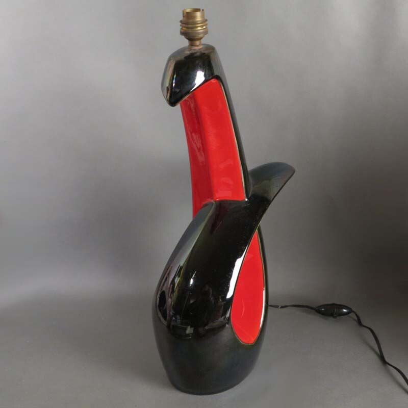 Vintage ceramic table lamp from Vallauris, France 1959