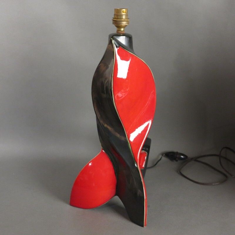 Vintage ceramic table lamp from Vallauris, French 1959