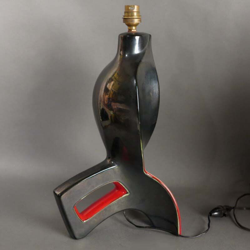 Lampe de table vintage en céramique de Vallauris, Français 1959