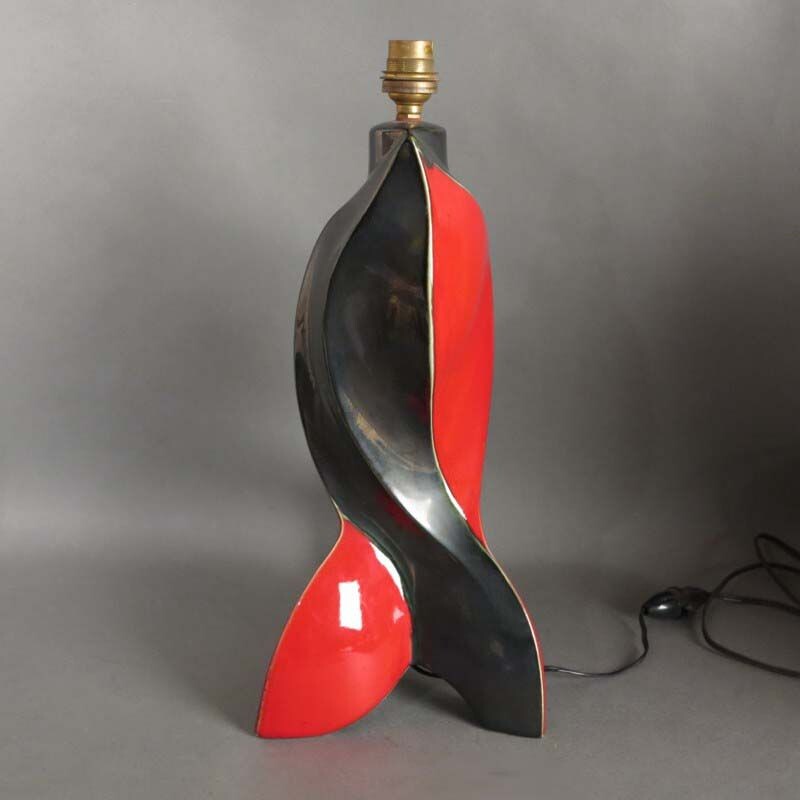 Vintage ceramic table lamp from Vallauris, French 1959