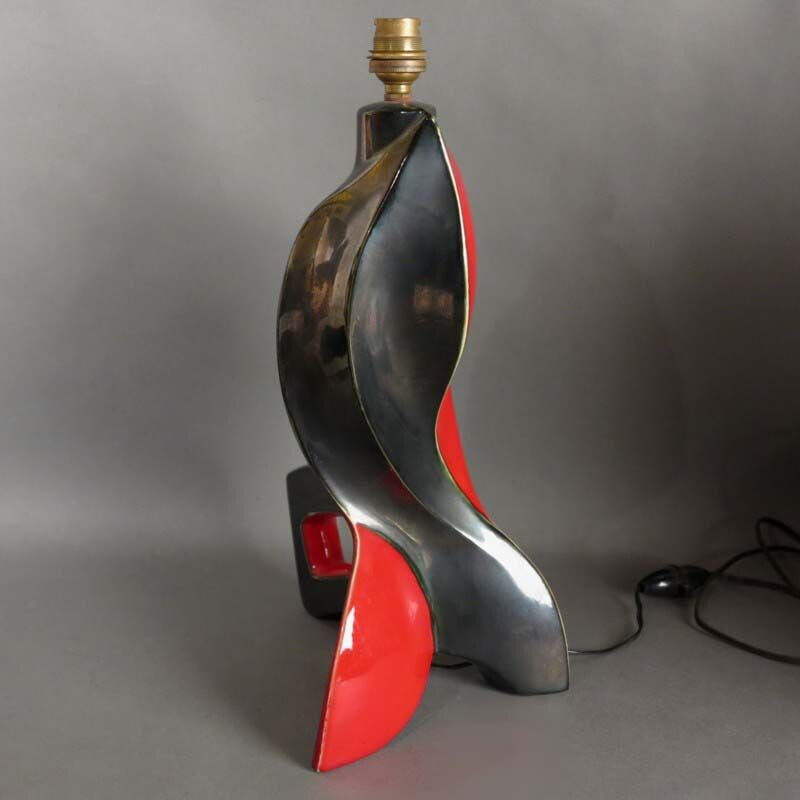 Vintage ceramic table lamp from Vallauris, French 1959