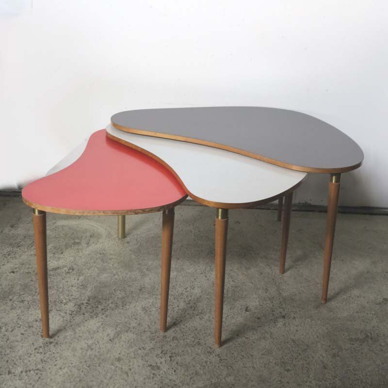 Set of 3 vintage coffee tables, 1950