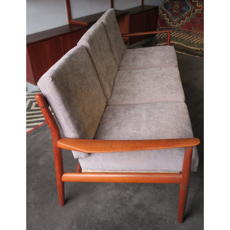 Mid-Century Teak 3-Seat Sofa by Grete Jalk Danish 