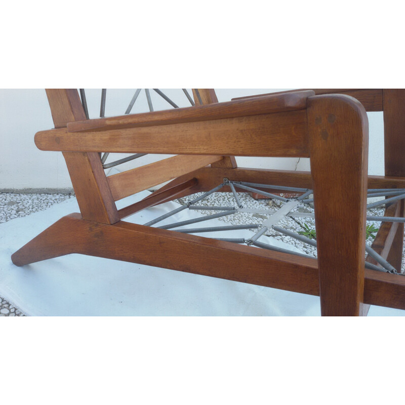 FS 105 armchair in oak wood, Pierre GUARICHE - 1950s