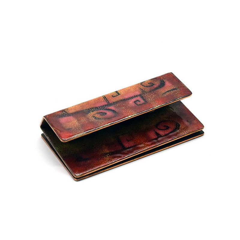 Vintage enameled copper door handle by Paolo de Poli, 1950