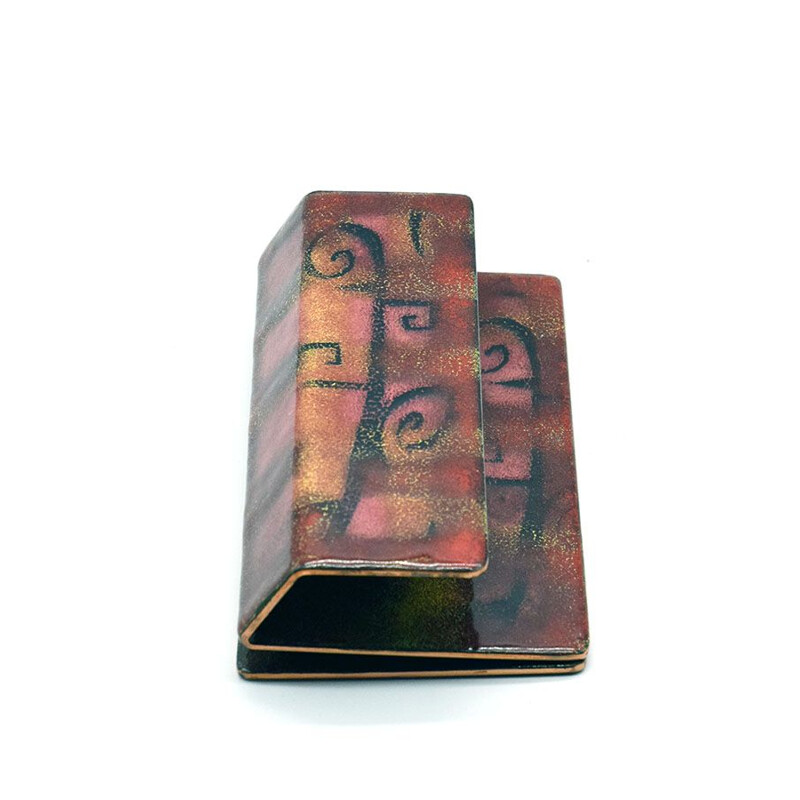 Vintage enameled copper door handle by Paolo de Poli, 1950