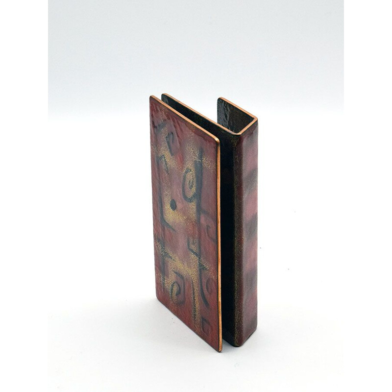 Vintage enameled copper door handle by Paolo de Poli, 1950
