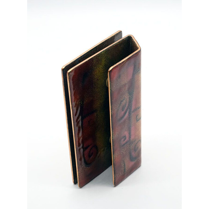 Vintage enameled copper door handle by Paolo de Poli, 1950