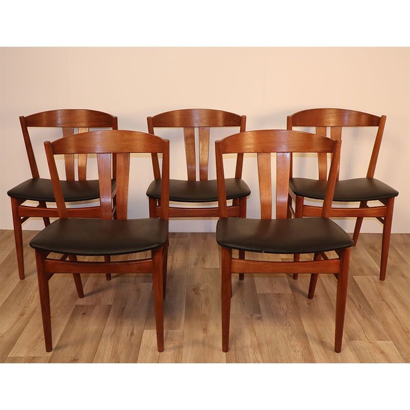 Lot de 5 chaises vintage de Carl Ewent Ekstrom pour Vjele Stole scandinave 1960