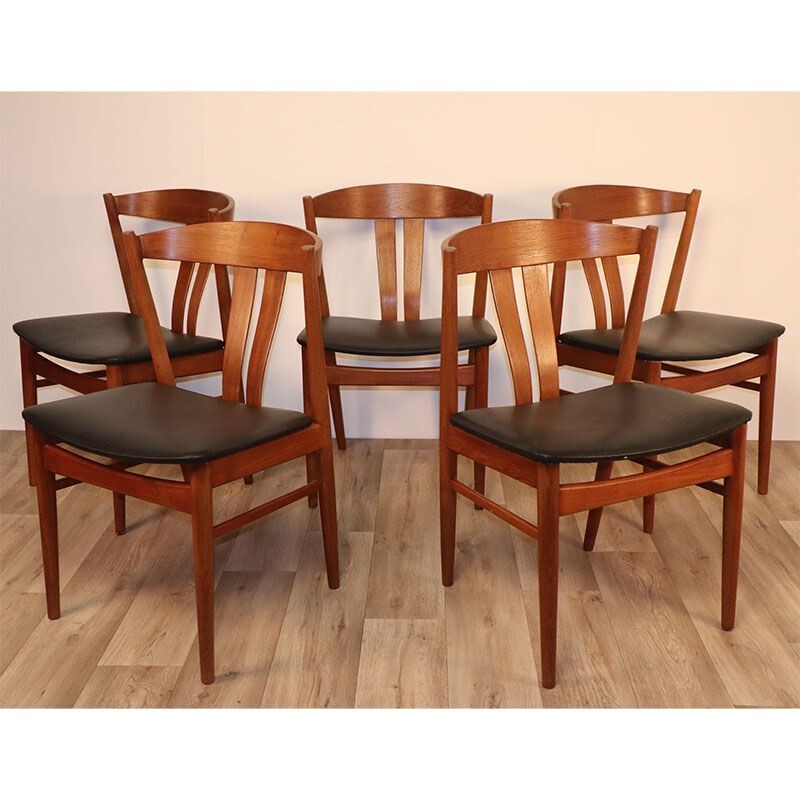 Set of 5 vintage chairs by Carl Ewent Ekstrom for Vjele Stole scandinavian 1960