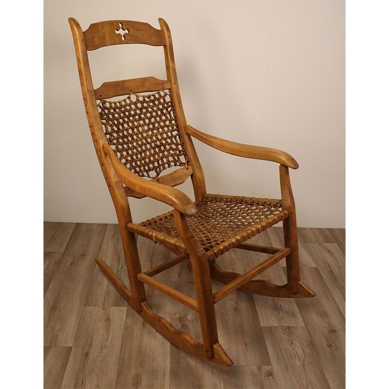 Vintage solid wood rocking chair 1950