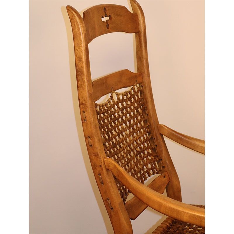 Vintage solid wood rocking chair 1950