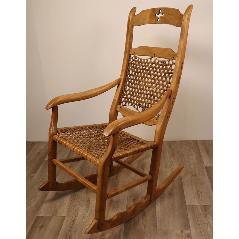 Vintage solid wood rocking chair 1950