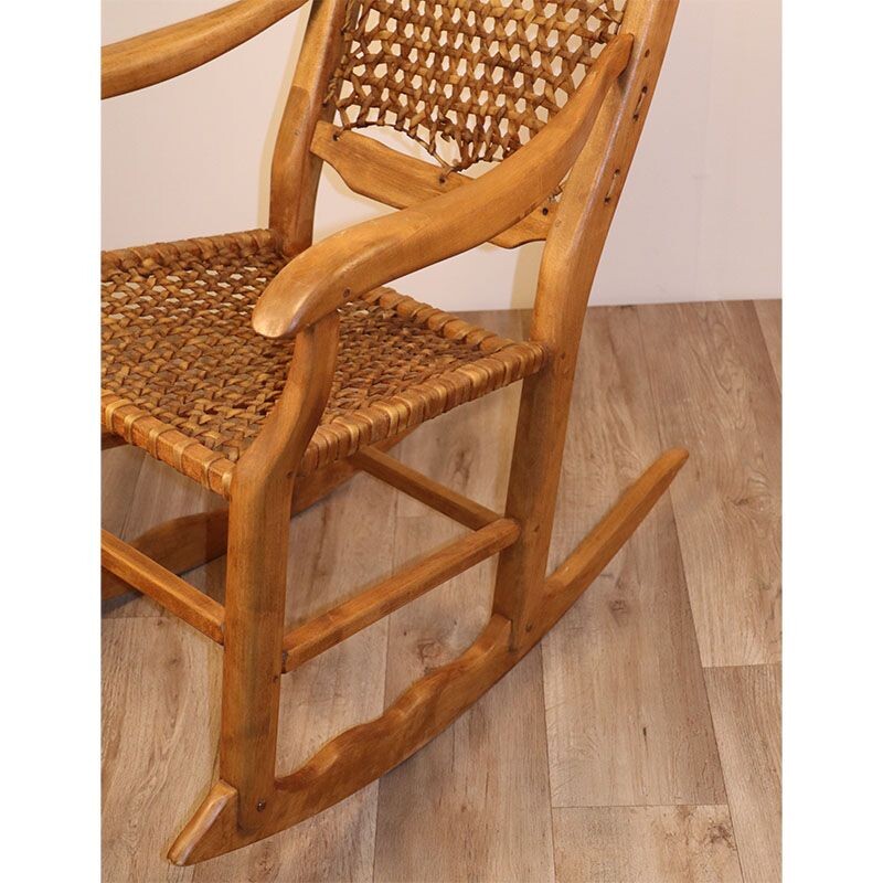 Vintage solid wood rocking chair 1950
