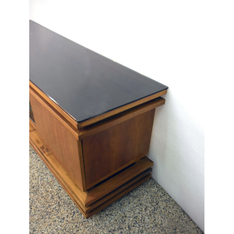 Vintage highboard in walnut and glass 1970