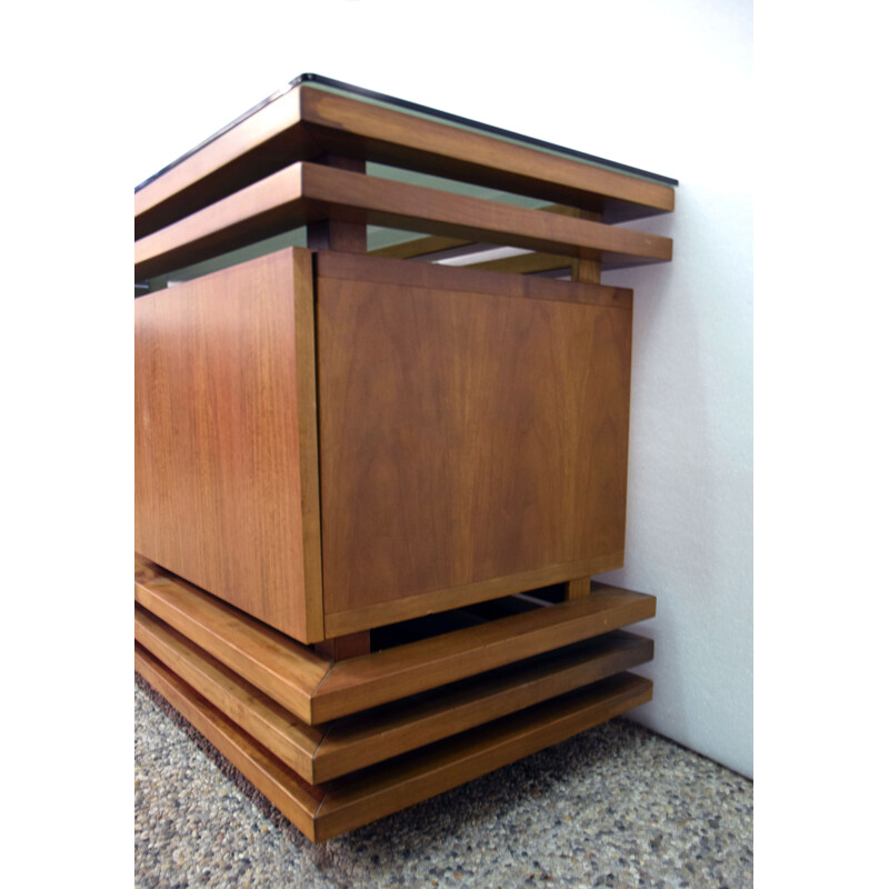 Vintage highboard in walnut and glass 1970