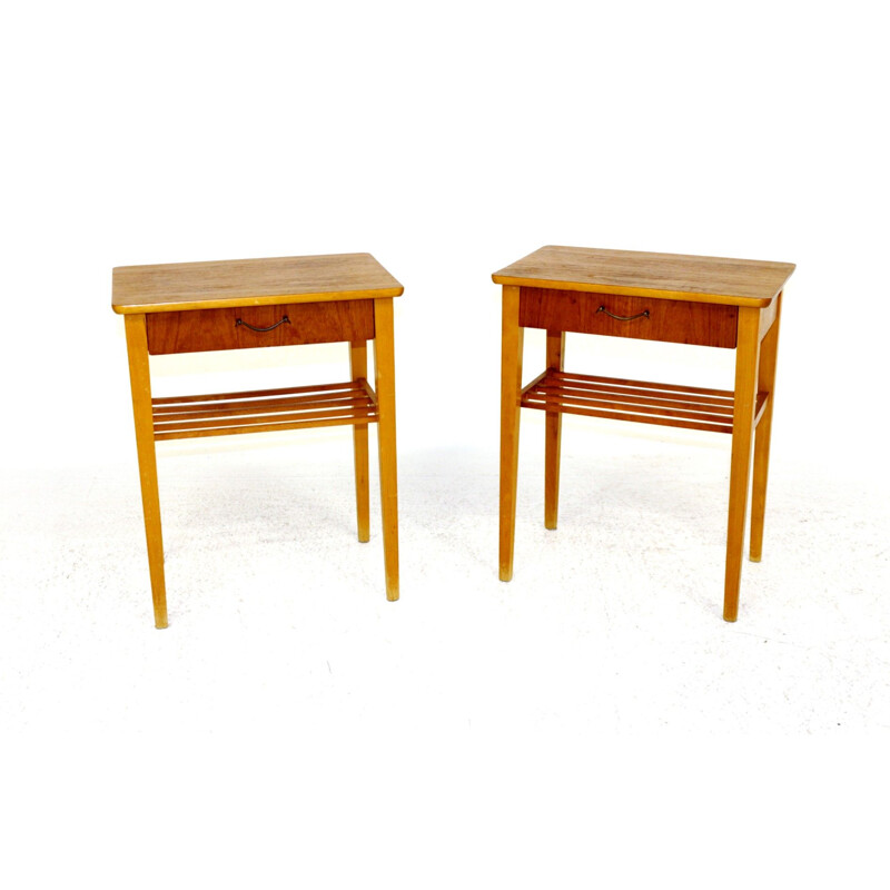 Pair of vintage teak bedside tables, Sweden 1960