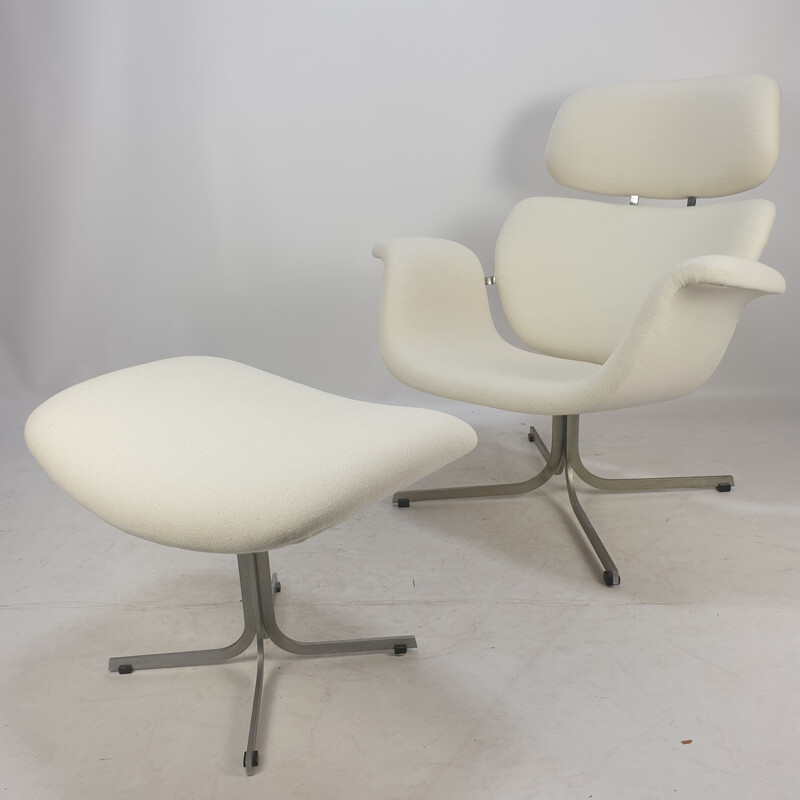 Vintage Big Tulip chair and stool by Pierre Paulin for Artifort 1960