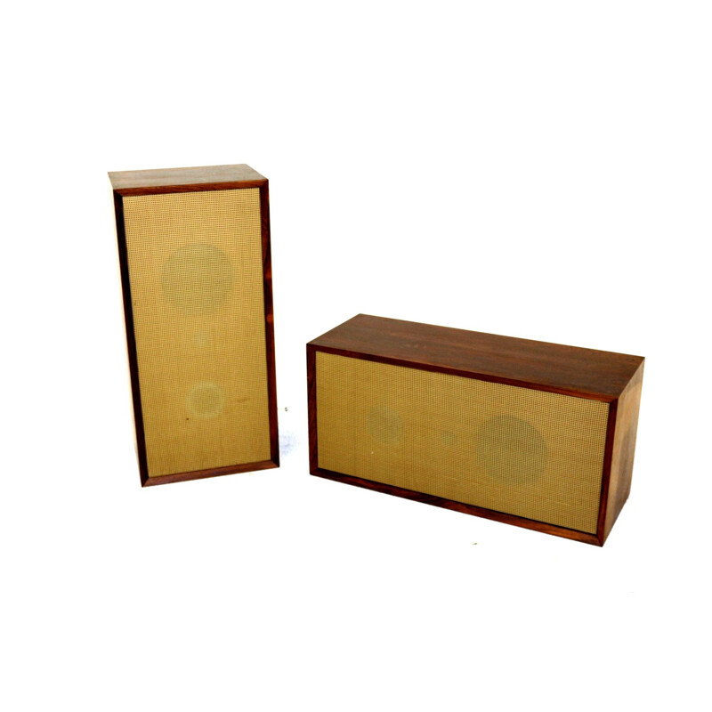 Pair of vintage rosewood speakers Cavodius, Denmark 1960