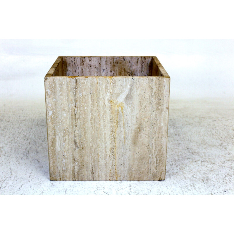 Vintage travertine pot, Italy 1970