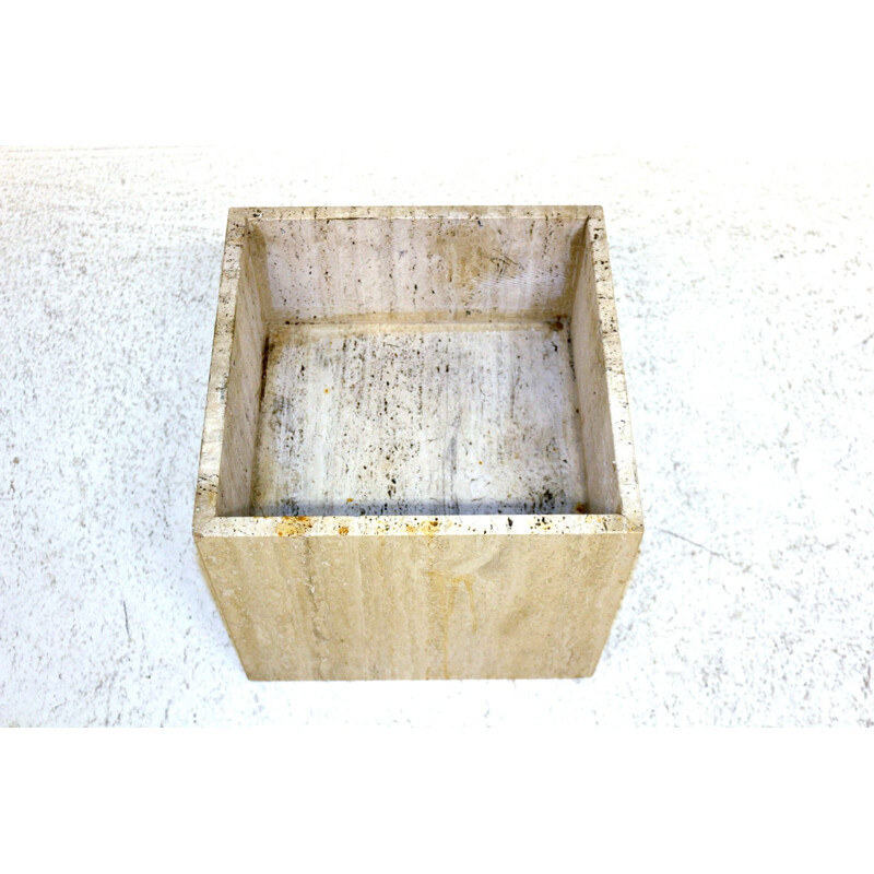 Vintage travertine pot, Italy 1970