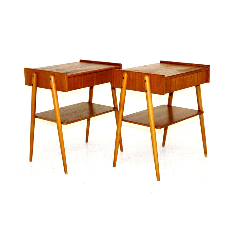 Pair of vintage teak night stands by Carlstöm et Co Möbelfabrik, Sweden 1960s