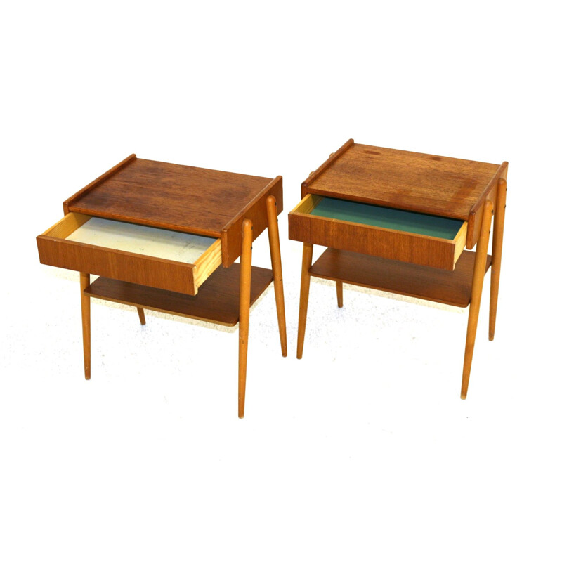 Coppia di comodini vintage in teak di Carlstöm et Co Möbelfabrik, Svezia 1960