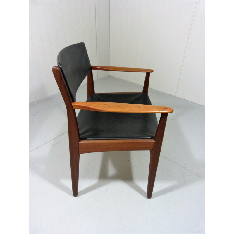 Frem Røjle danish desk chair in teak & leather - 1960s
