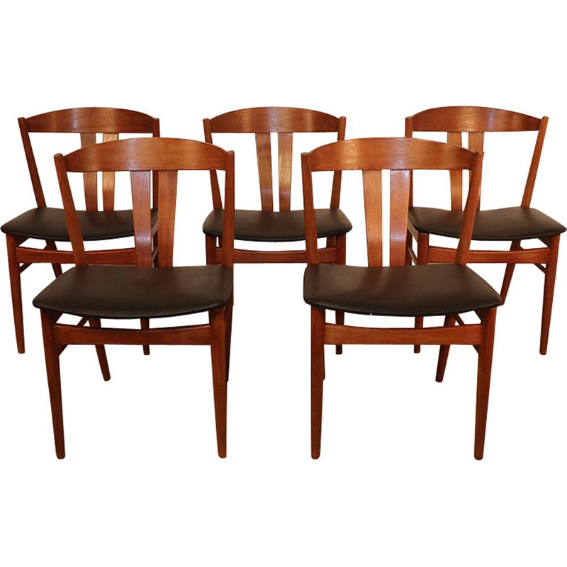 Lot de 5 chaises vintage de Carl Ewent Ekstrom pour Vjele Stole scandinave 1960