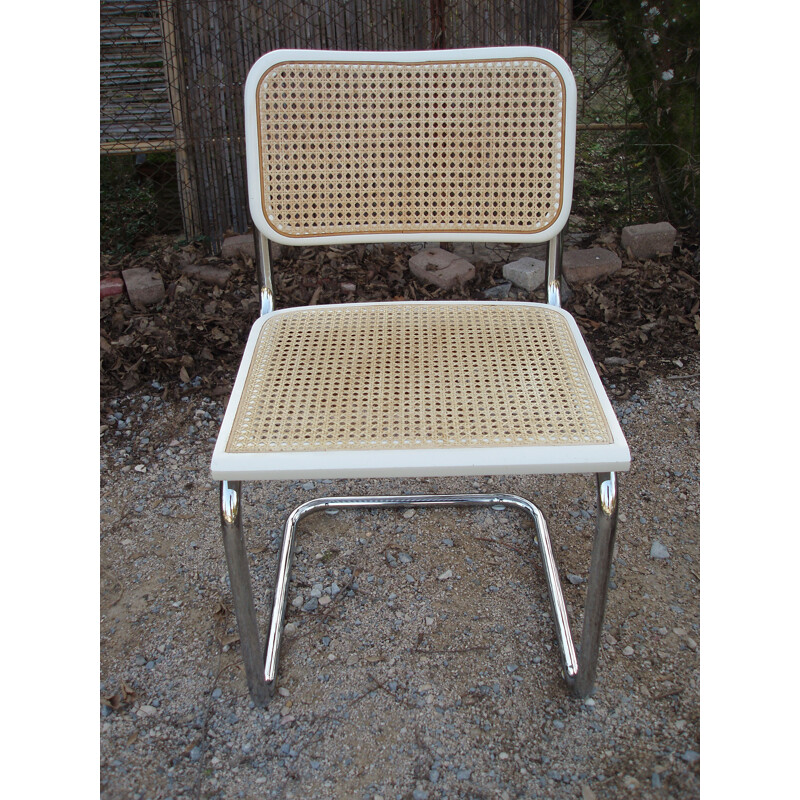 Lot de 4 chaises vintage blanches Cesca B32 de Breuer, Italie 1998