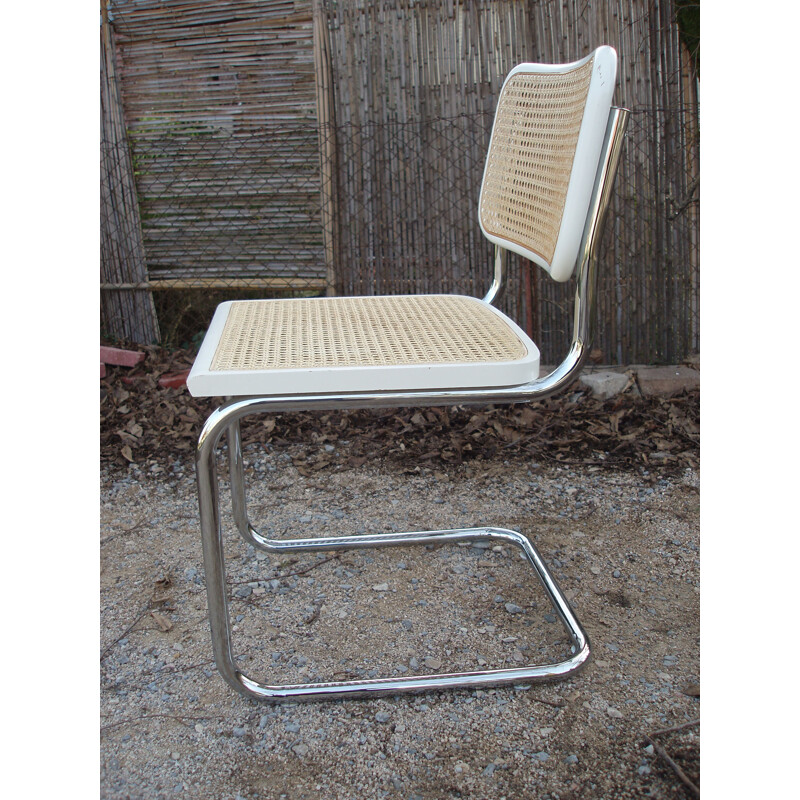 Set of 4 vintage white chairs Cesca B32 by Breuer, Italy 1998