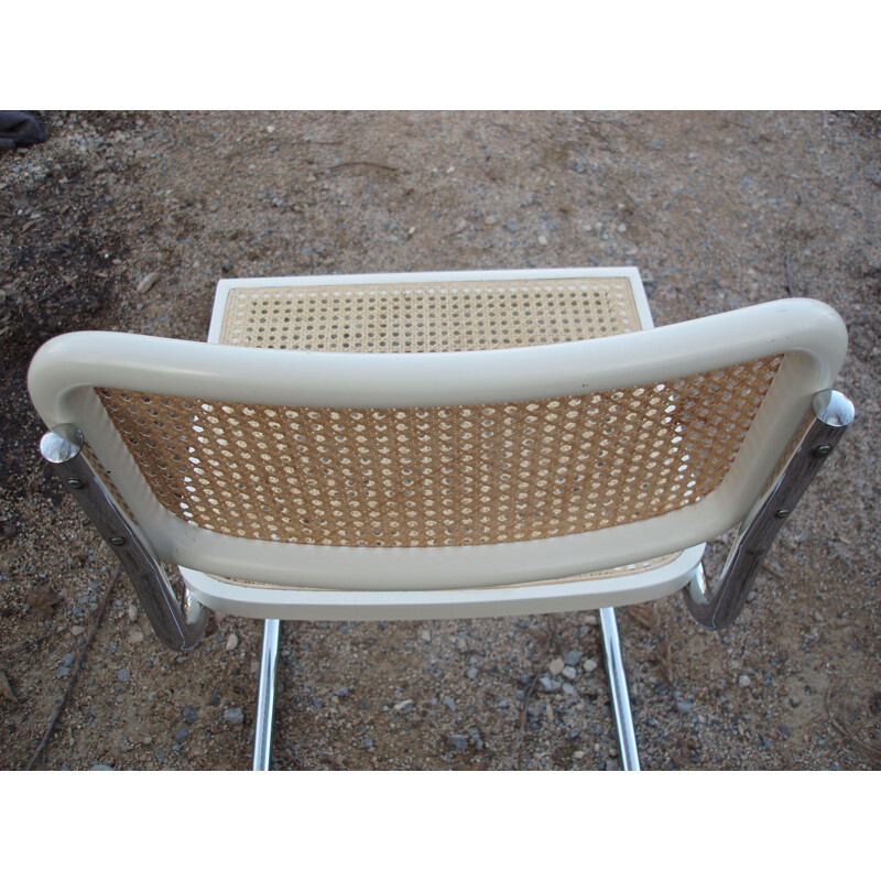 Lot de 4 chaises vintage blanches Cesca B32 de Breuer, Italie 1998