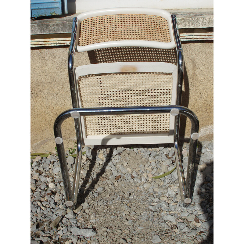 Set of 4 vintage white chairs Cesca B32 by Breuer, Italy 1998